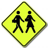 Signal avancé d'une zone scolaire ou d'un passage pour écoliers Signal avancé d'une zone scolaire ou d'un passage pour écoliers