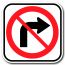 Interdiction de tourner à droite 