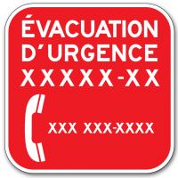 Panneau d'évacuation d'urgence XXX-XXX-XXXX