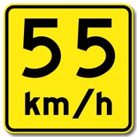 Vitesse recommandée près d'un point dangereux (55) 