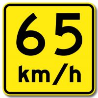 Vitesse recommandée près d'un point dangereux (65)  