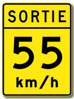 Vitesse recommandée dans une voie de sortie (55) 