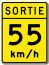 Vitesse recommandée dans une voie de sortie (55)