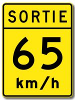 Vitesse recommandée dans une voie de sortie (65)