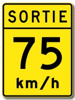 Vitesse recommandée dans une voie de sortie (75)